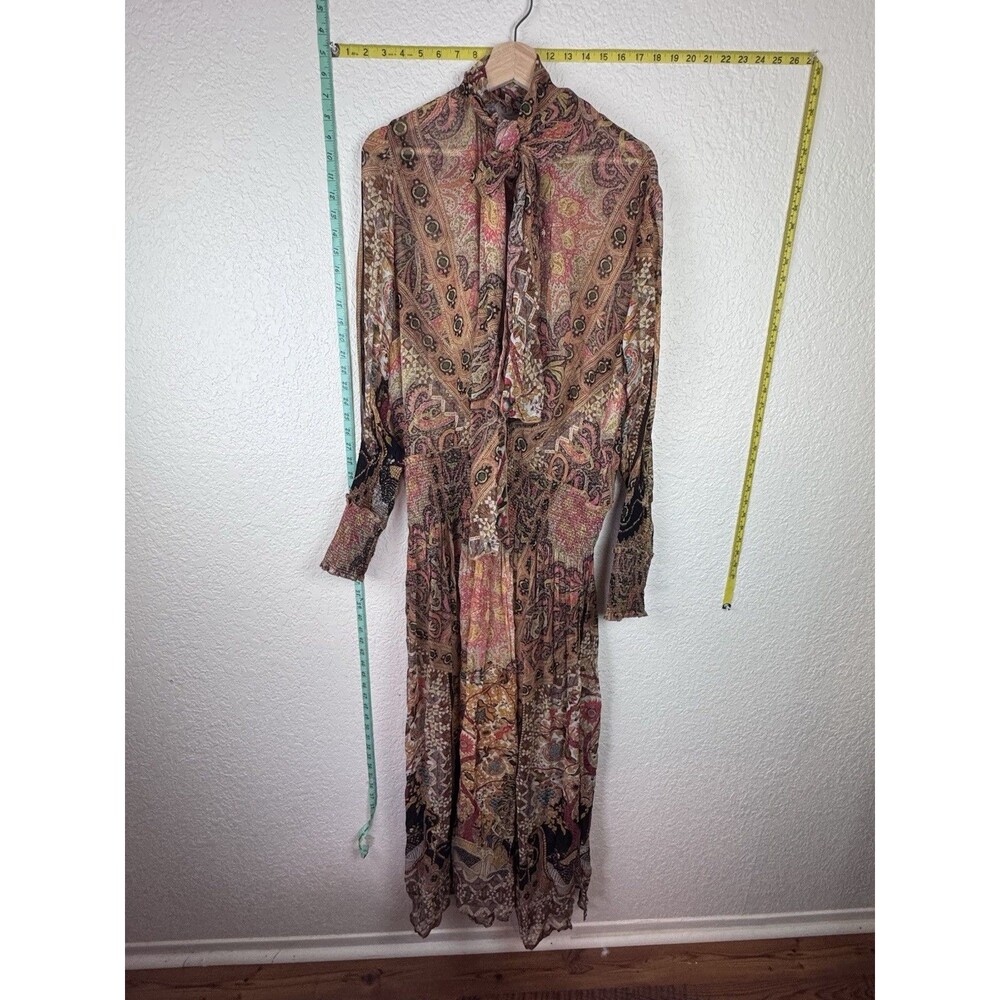 Bl^nk Co London Sheer Boho Dress in Orange/Red/Black Paisley Size M $328